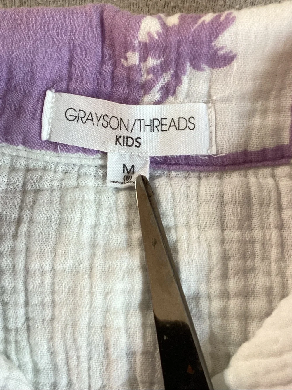Grayson Threads Lavender and White Check Palm Shirt & Shorts Set Size M Cotton